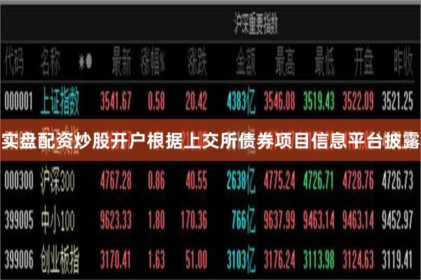实盘配资炒股开户根据上交所债券项目信息平台披露